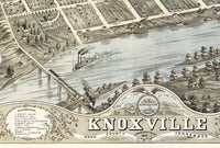 Vintage Map of Knoxville 1871 Knox County Tennessee Old Panoramic View