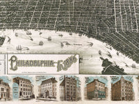 Old Map of Philadelphia 1886 Panoramic View | Vintage Poster Wall Art Print |