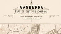 Old Map of Canberra City Australia 1918 Vintage Map  | Vintage Poster Wall Art Print |