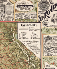 Vintage Map of California roads for cyclers 1875  | Vintage Poster Wall Art Print |