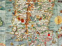 Old Vintage Map of Norway Sweden Scandinavia Antique Norwegen 1529 Olaus Magnus&#39; detailed map of Scandinavia