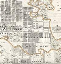 Vintage Map of Melbourne City , Australia Oceania 1851  | Vintage Poster Wall Art Print |