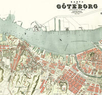 Old Vintage Map of Gothenburg Göteborg  Sweden 1888  | Vintage Poster Wall Art Print |