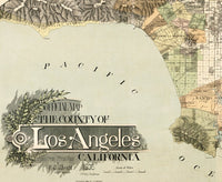 Old Map of Los Angeles 1898 Vintage Map  | Vintage Poster Wall Art Print |