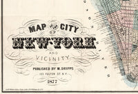 Old Map of New York 1877 Manhattan Vintage Map  | Vintage Poster Wall Art Print |