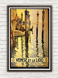 Vintage Poster of Venice et Le Lido Venezia  Italy Italia  1920 Tourism poster travel  | Vintage Poster Wall Art Print |