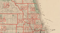 Old vintage map of Chicago 1893, United States of America  | Vintage Poster Wall Art Print |