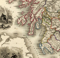 Old Map of Scotland 1851 Vintage Look Vintage Map  | Vintage Poster Wall Art Print |