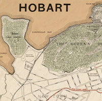 Old map of Hobart , Australia 1893  | Vintage Poster Wall Art Print |