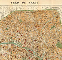 Old Map of Paris 1889 France Vintage Paris Plan  | Vintage Poster Wall Art Print |