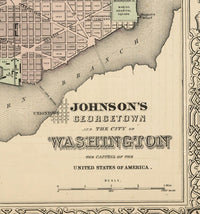 Old Map Washington City 1864 United States of America  | Vintage Poster Wall Art Print |