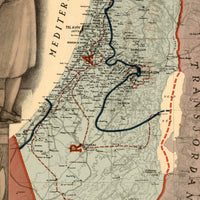 Old Map of Israel and Palestine boundaries  | Vintage Poster Wall Art Print |