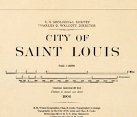 Old map of Saint Louis City St Louis 1904 Vintage Map  | Vintage Poster Wall Art Print |