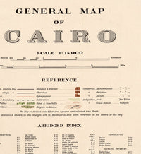 Old Map of Cairo Egypt 1920  | Vintage Poster Wall Art Print |