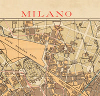 Old Map of Milan Milano 1910  Italy  | Vintage Poster Wall Art Print |