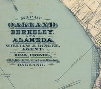 Old Map Oakland California 1884  | Vintage Poster Wall Art Print |