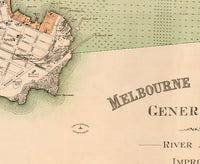 Vintage Map of Melbourne Port Harbour 1893  , Australia Oceania  | Vintage Poster Wall Art Print |