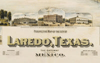 Old Map of Laredo Texas Vintage Panoramic View 1892