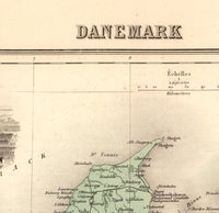 Old Map of Denmark Danemark 1892 Vintage Map | Vintage Poster Wall Art Print |