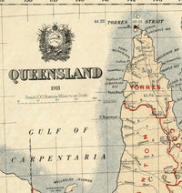 Old Map of Queensland Australia 1911 Vintage Map