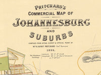 Old Map Johannesburg South Africa 1896  | Vintage Poster Wall Art Print |