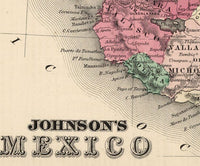 Old Map of Mexico 1865  Vintage Map  | Vintage Poster Wall Art Print |