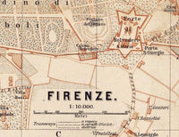 Old Map of Florence Firenze, City Plan  Italia 1900  | Vintage Poster Wall Art Print |