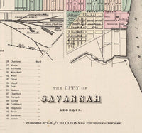 Vintage map of Savannah and Charleston GA Georgia 1895  | Vintage Poster Wall Art Print |