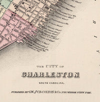 Vintage map of Savannah and Charleston GA Georgia 1895  | Vintage Poster Wall Art Print |