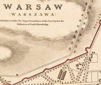 Old Map of Warsaw 1831 Poland Vintage Map  | Vintage Poster Wall Art Print |