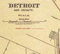 Old map of Detroit 1911 Vintage Map | Vintage Poster Wall Art Print |