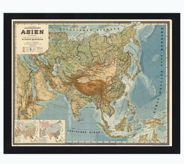 Old Map of Asia 1901,  India, China & South East Asia  | Vintage Poster Wall Art Print |