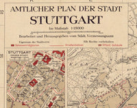 Old Map of Stuttgart, Germany 1925 Vintage map  | Vintage Poster Wall Art Print |