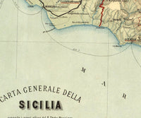 Old Map of Sicily Sicilia Italy 1891 Vintage Map | Vintage Poster Wall Art Print |
