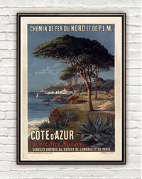 Vintage Poster of Cote d Azur 1895 Tourism poster travel