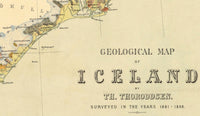 Old Map of Iceland islandia 1898 Geological map  | Vintage Poster Wall Art Print |