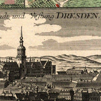 Old Map of Dresden 1740 Germany Vintage Map  | Vintage Poster Wall Art Print |