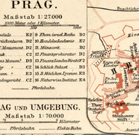 Old Map of Prague 1894  Czech Republic  | Vintage Poster Wall Art Print |