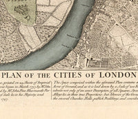 Old Map of London 1749 Vintage London Map England  | Vintage Poster Wall Art Print |