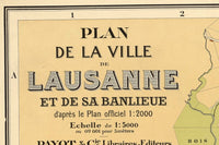 Old Map of Lausanne , Switzerland Suisse 1850  | Vintage Poster Wall Art Print |