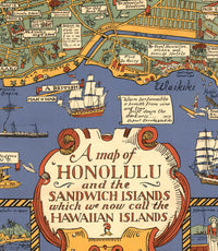 Old Map of Honolulu hawaiian Islands  1927  | Vintage Poster Wall Art Print |