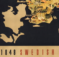 Old Map of  Sweden pionner centennial vintage poster  | Vintage Poster Wall Art Print |