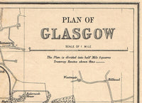 Old Map of Glasgow, Scotland 1910  | Vintage Poster Wall Art Print |