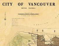 Old Map of Vancouver, British Columbia Canada  | Vintage Poster Wall Art Print |