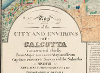 Old Map of Calcutta Kolkata India 1832 Vintage Map  | Vintage Poster Wall Art Print |