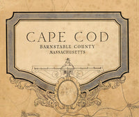 Beautiful Vintage Cape Cod Map  Massachusetts  | Vintage Poster Wall Art Print |