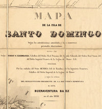 Old Map Dominican Republic and Haiti of Hispaniola Island, 1858  | Vintage Poster Wall Art Print |