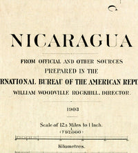 Vintage Map of Nicaragua 1903  | Vintage Poster Wall Art Print |