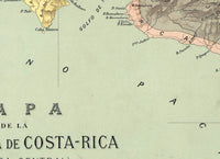 Vintage Map of Costa Rica 1889  | Vintage Poster Wall Art Print |