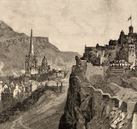 Vintage Panoramic View of Edinburgh Old Gravure 1886 Edinbourg Scotland | Vintage Poster Wall Art Print |